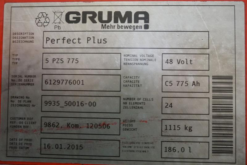 GRUMA 48 Volt 5 PzS 775 Ah - מצבר: תמונה 5 GRUMA 48 Volt 5 PzS 775 Ah - מצבר: תמונה 5