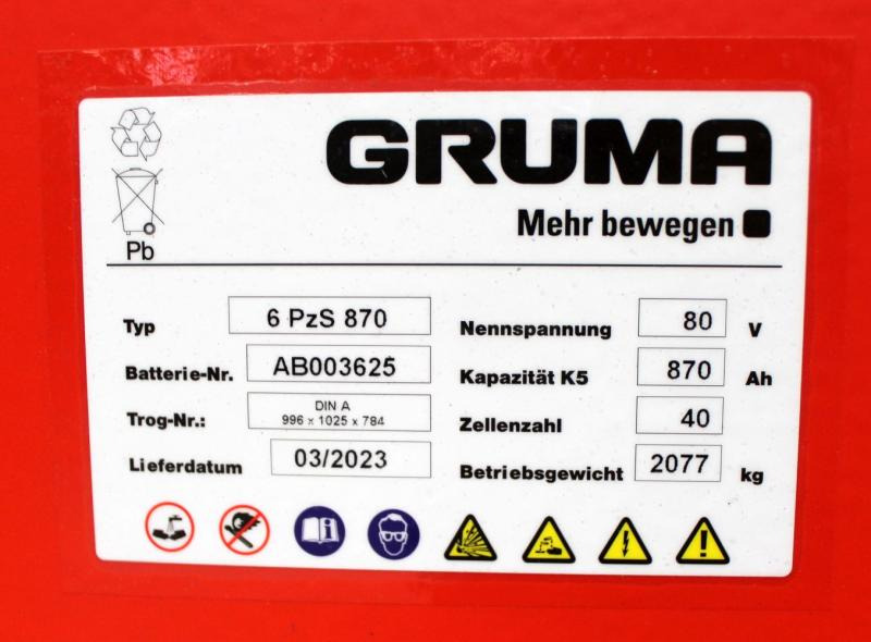 GRUMA 80 Volt 6 PzS 870 Ah - מצבר: תמונה 5 GRUMA 80 Volt 6 PzS 870 Ah - מצבר: תמונה 5