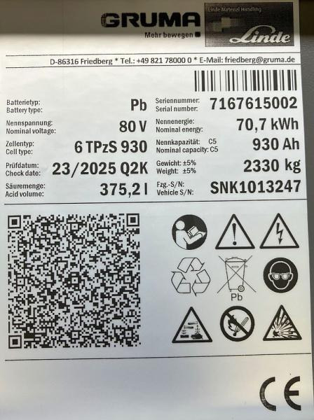 GRUMA 80 Volt 6 PzS 930 Ah - מצבר: תמונה 5 GRUMA 80 Volt 6 PzS 930 Ah - מצבר: תמונה 5