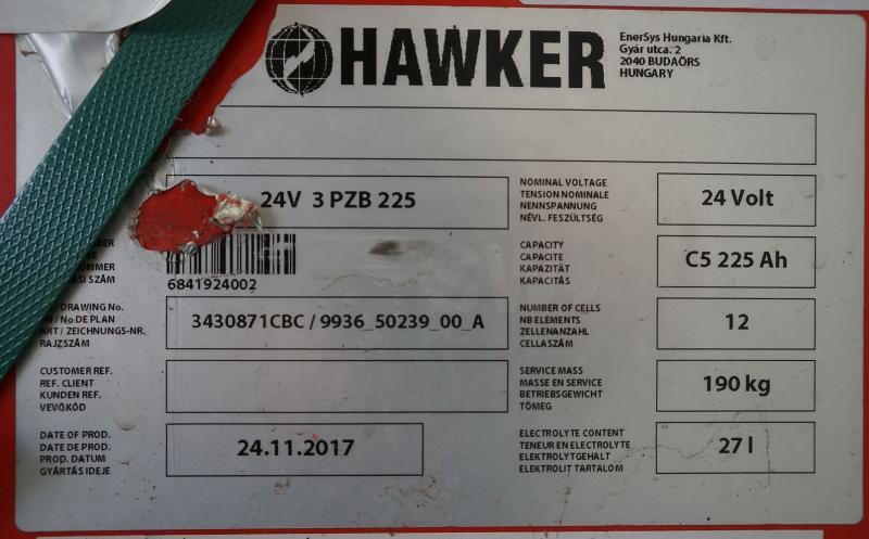 HAWKER 24 Volt 3 PzB 225 Ah - מצבר עבור ציוד לטיפול בחומרים: תמונה 5 HAWKER 24 Volt 3 PzB 225 Ah - מצבר עבור ציוד לטיפול בחומרים: תמונה 5