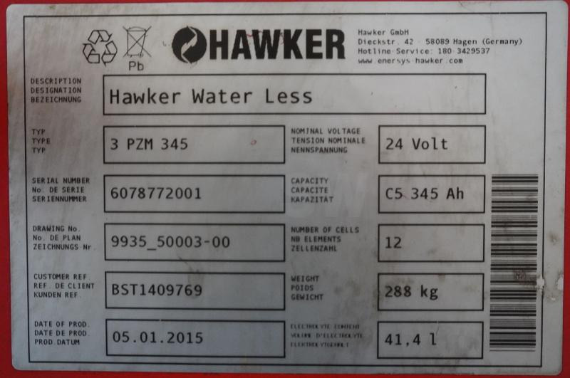 HAWKER 24 Volt 3 PzS 345 Ah - מצבר עבור ציוד לטיפול בחומרים: תמונה 5 HAWKER 24 Volt 3 PzS 345 Ah - מצבר עבור ציוד לטיפול בחומרים: תמונה 5
