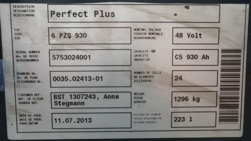 HAWKER 48 Volt 6 PzS 930 Ah - מצבר עבור ציוד לטיפול בחומרים: תמונה 5 HAWKER 48 Volt 6 PzS 930 Ah - מצבר עבור ציוד לטיפול בחומרים: תמונה 5