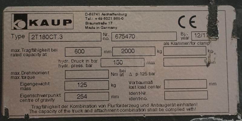 KAUP 2T180CT.3 - מזלגות עבור מלגזה: תמונה 4 KAUP 2T180CT.3 - מזלגות עבור מלגזה: תמונה 4