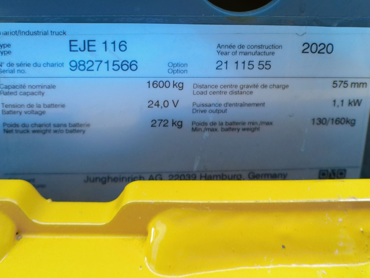 משאית משטחים Jungheinrich EJE 116 LI-ION: תמונה 7 משאית משטחים Jungheinrich EJE 116 LI-ION: תמונה 7