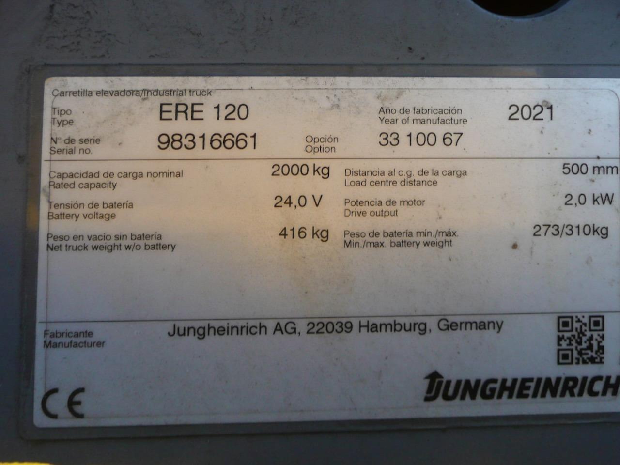 משאית משטחים Jungheinrich ERE 120 FRUTERA: תמונה 7