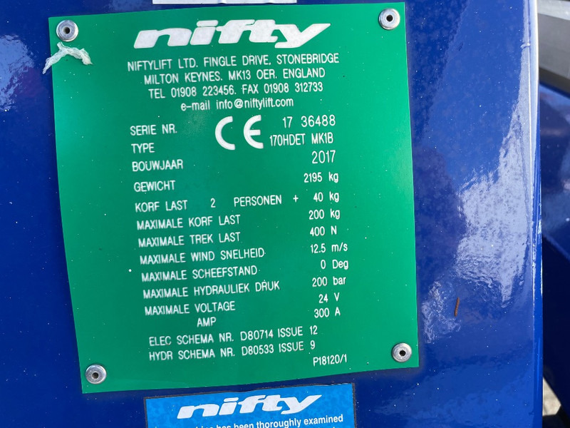 Niftylift 170 H D E T - מנוף הרמה נגרר: תמונה 3 Niftylift 170 H D E T - מנוף הרמה נגרר: תמונה 3