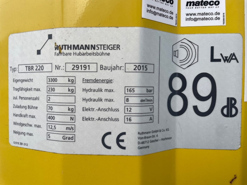 Ruthmann TBR 220 - פלטפורמה אווירית מותקנת על משאית: תמונה 3 Ruthmann TBR 220 - פלטפורמה אווירית מותקנת על משאית: תמונה 3