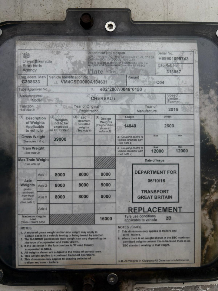 Chereau 2015 Vector 1950MT – JST102 - סמיטריילר עם קירור: תמונה 4 Chereau 2015 Vector 1950MT – JST102 - סמיטריילר עם קירור: תמונה 4