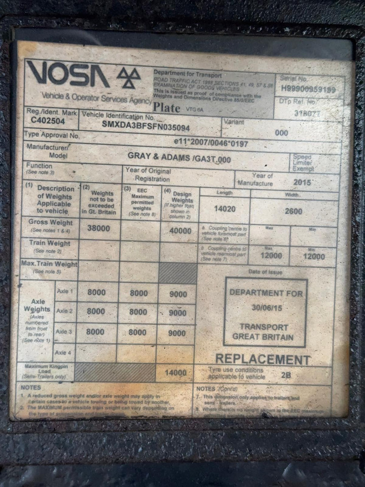 סמיטריילר עם קירור Gray and Adams 2015 Vector 1950 MT: תמונה 14