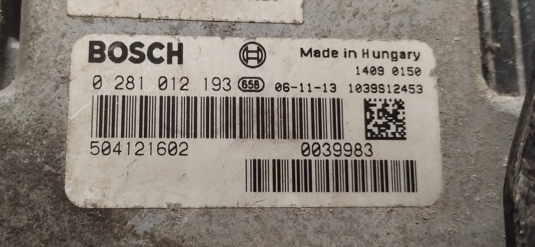 STEROWNIK SILNIKA IVECO DAILY 2.3 HPI 06-11 0281012193 504121602 - מערכת חשמל עבור כלי רכב מסחרי: תמונה 2 STEROWNIK SILNIKA IVECO DAILY 2.3 HPI 06-11 0281012193 504121602 - מערכת חשמל עבור כלי רכב מסחרי: תמונה 2