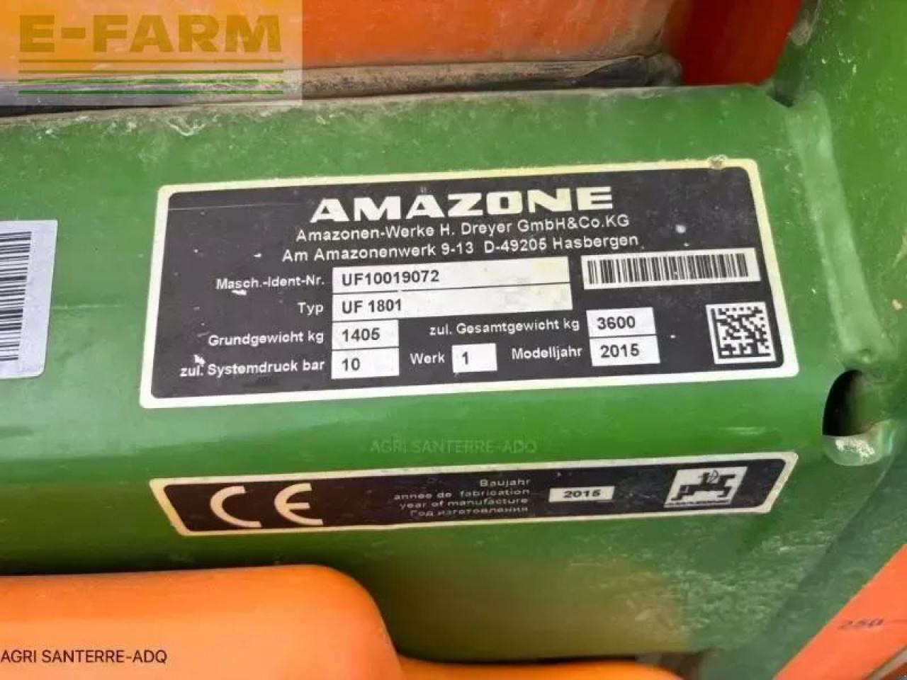 Amazone uf twin 2801 - מרסס נגרר: תמונה 3 Amazone uf twin 2801 - מרסס נגרר: תמונה 3