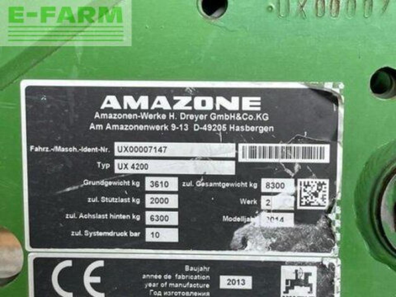 Amazone ux 4200 super (18) - מרסס נגרר: תמונה 3 Amazone ux 4200 super (18) - מרסס נגרר: תמונה 3