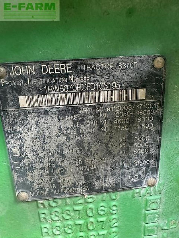 John Deere 8370r - טרקטור חקלאי: תמונה 4 John Deere 8370r - טרקטור חקלאי: תמונה 4