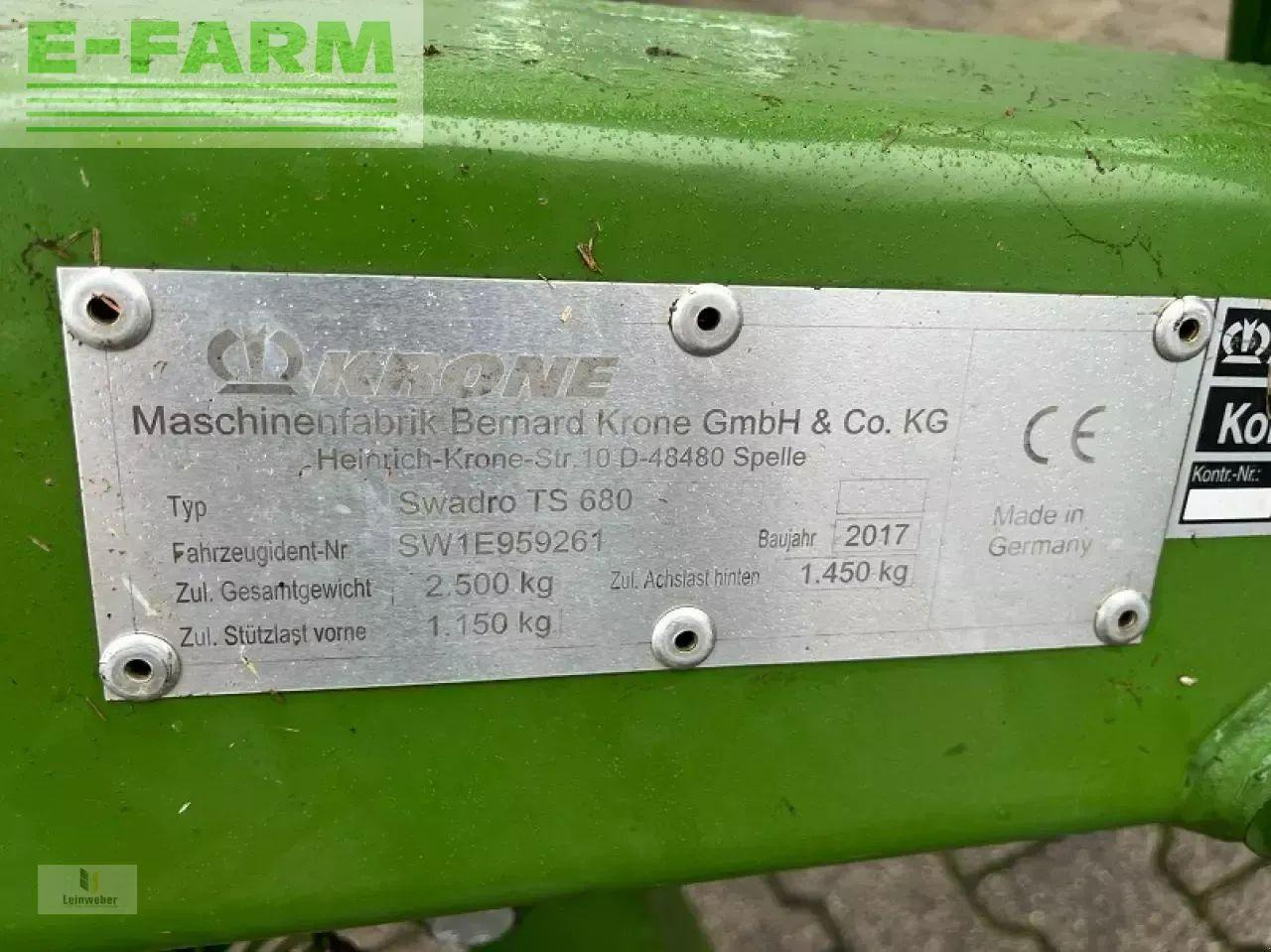 Krone swadro ts 680 - גורף/ מגרפה: תמונה 5 Krone swadro ts 680 - גורף/ מגרפה: תמונה 5
