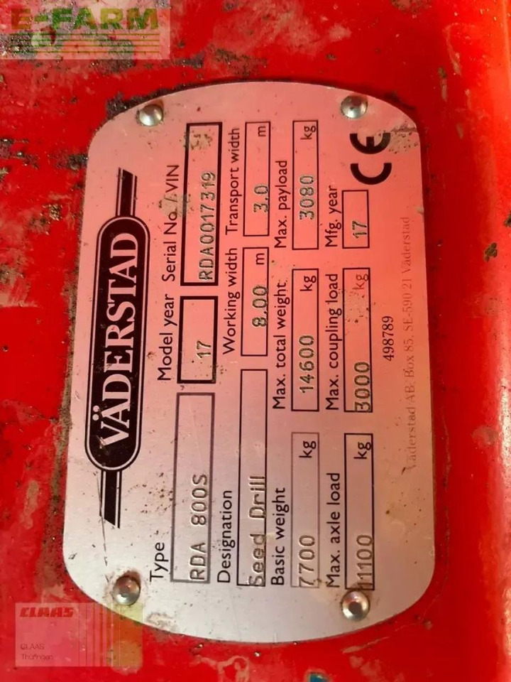 Väderstad rapid rda 800 s - מקדחת זרעים: תמונה 3 Väderstad rapid rda 800 s - מקדחת זרעים: תמונה 3