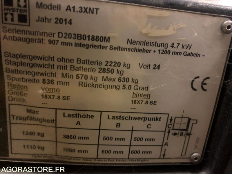 Chariot frontal 3 roues 2014 - Hyster A1.3 XNT - מלגזה חשמלית: תמונה 5 Chariot frontal 3 roues 2014 - Hyster A1.3 XNT - מלגזה חשמלית: תמונה 5