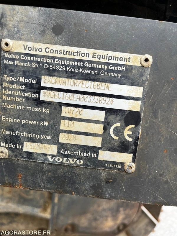 PELLE VOLVO EC160 NL - 2020 / 4950 HEURES - מחפר: תמונה 5 PELLE VOLVO EC160 NL - 2020 / 4950 HEURES - מחפר: תמונה 5