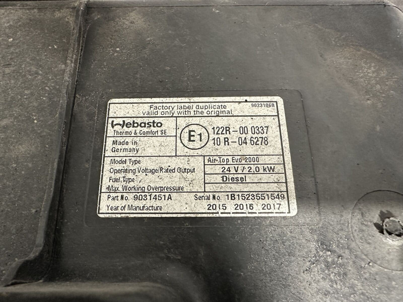 Webasto 7484544810, 24V / 2,0kW - חימום/ אוורור עבור משאית: תמונה 5 Webasto 7484544810, 24V / 2,0kW - חימום/ אוורור עבור משאית: תמונה 5