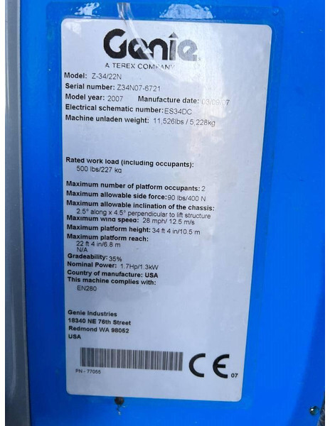 זרוע מרפקי Genie Z34/22N elektro 12m (1437): תמונה 10