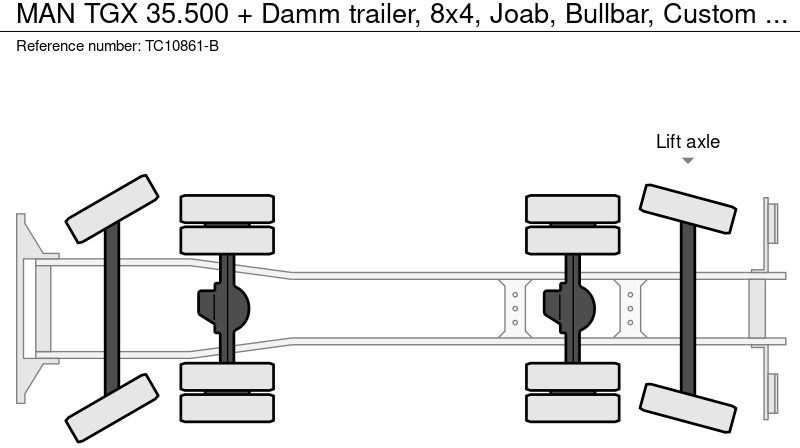 MAN TGX 35.500 + Damm trailer, 8x4, Joab, Bullbar, Custom interieur - משאית הרמת וו: תמונה 4 MAN TGX 35.500 + Damm trailer, 8x4, Joab, Bullbar, Custom interieur - משאית הרמת וו: תמונה 4