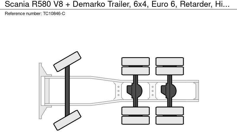 יחידת טרקטור Scania R580 V8 + Demarko Trailer, 6x4, Euro 6, Retarder, Highline, Showtruck: תמונה 9