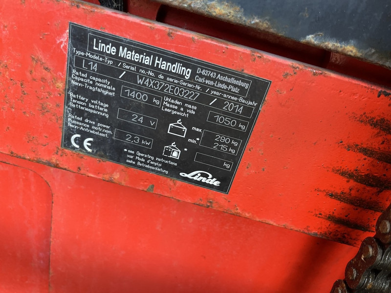 Linde stapelaar heftruck LINDE L14 duplo300cm 188uur 2014 - מערים: תמונה 3 Linde stapelaar heftruck LINDE L14 duplo300cm 188uur 2014 - מערים: תמונה 3