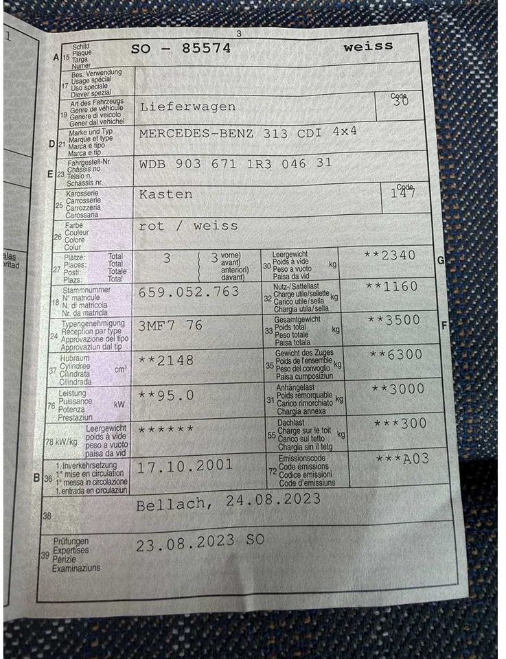 2001 MERCEDES-BENZ 313 CDI 4X4 CAMPER / VAN - כלי רכב מסחרי: תמונה 4 2001 MERCEDES-BENZ 313 CDI 4X4 CAMPER / VAN - כלי רכב מסחרי: תמונה 4