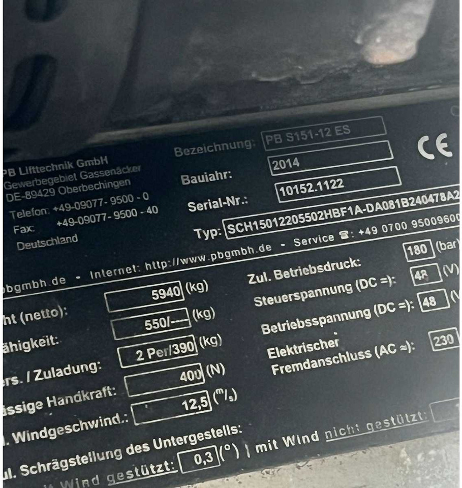 PB S151-12 ES - פלטפורמה אווירית: תמונה 5 PB S151-12 ES - פלטפורמה אווירית: תמונה 5
