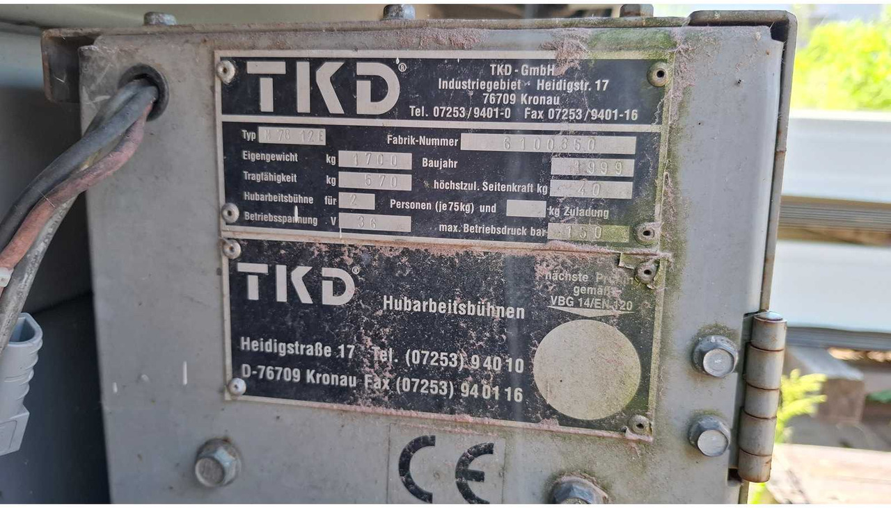 TKD M78 12E - פלטפורמה אווירית: תמונה 5 TKD M78 12E - פלטפורמה אווירית: תמונה 5