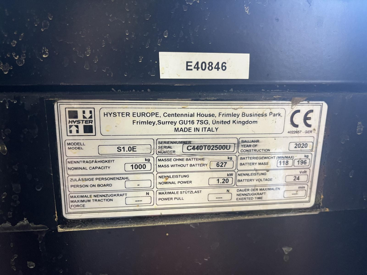 Hyster S 1.0 E - מערים: תמונה 3 Hyster S 1.0 E - מערים: תמונה 3