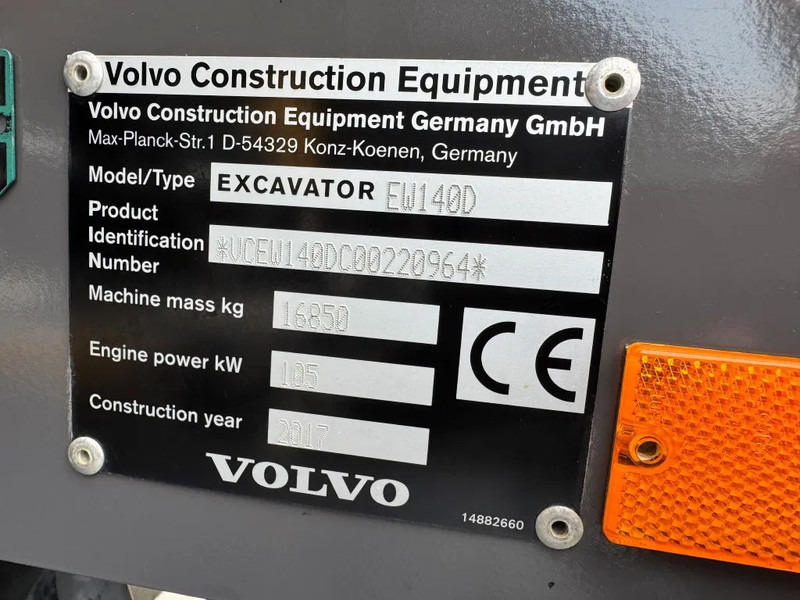 מחפר גלגלים Volvo EW140D 2017 10000 uur ! NETTE NEDERLANDSE MACHINE: תמונה 18