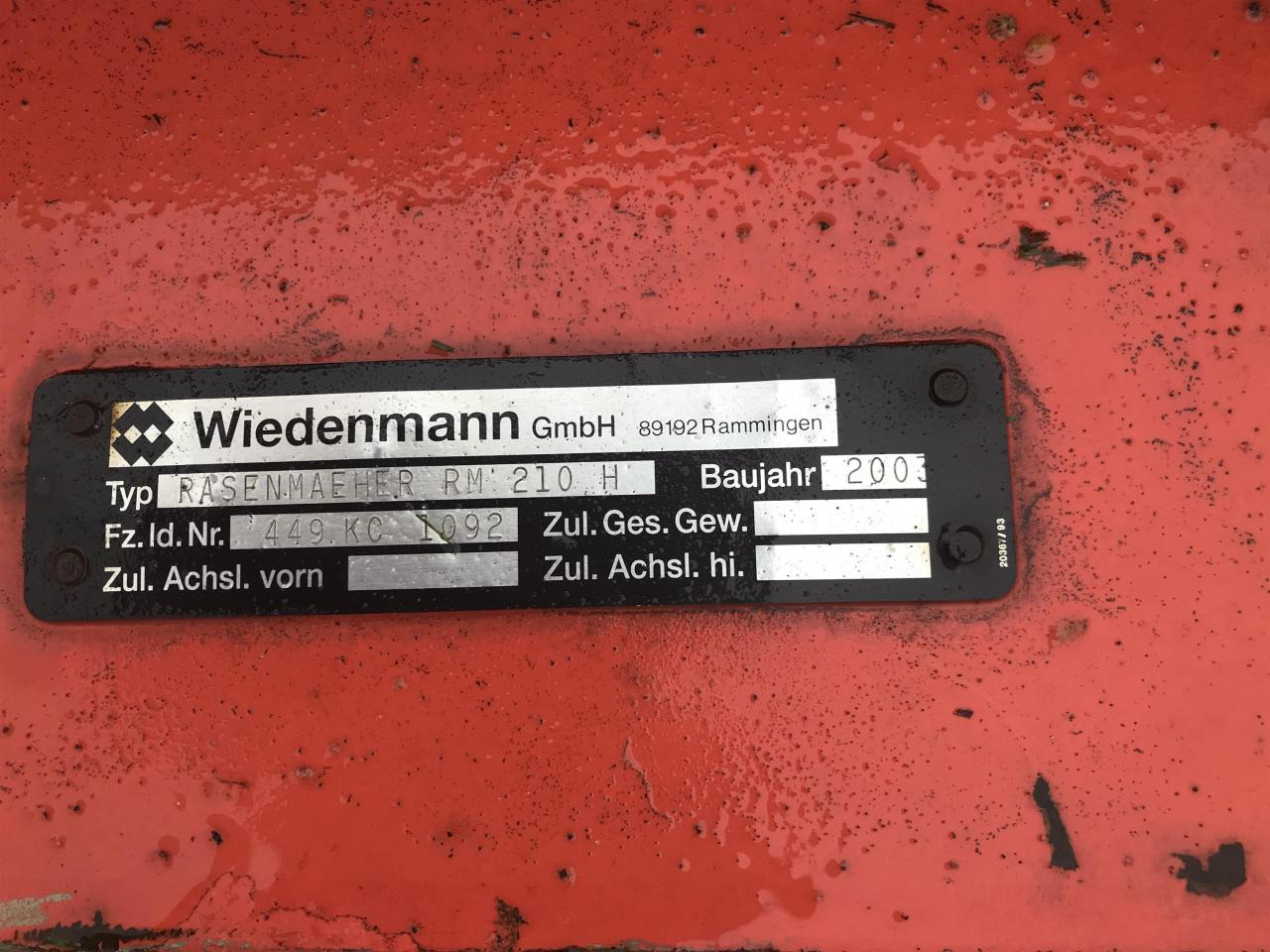 Wiedenmann RM 210 H - מכסחה: תמונה 3 Wiedenmann RM 210 H - מכסחה: תמונה 3