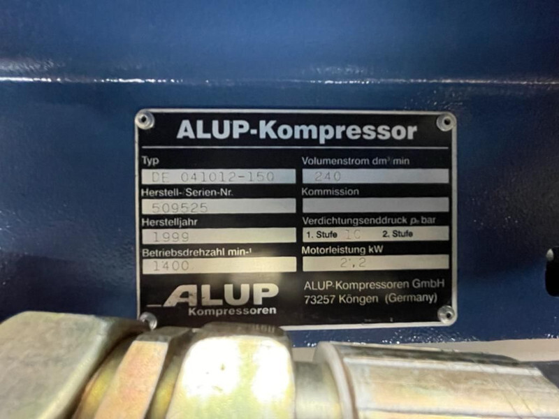 Alup 2.2 kW 240 L / min 10 Bar Elektrische Zuigercompressor op ketel - מדחס אוויר: תמונה 3 Alup 2.2 kW 240 L / min 10 Bar Elektrische Zuigercompressor op ketel - מדחס אוויר: תמונה 3