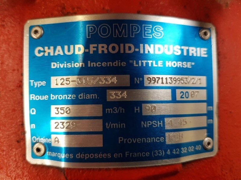 Chaud-Froid-Industrie KSB 125-315 / 334 Waterpomp 350 m3 / h 10 Bar Ex emergency - משאבת מים: תמונה 2 Chaud-Froid-Industrie KSB 125-315 / 334 Waterpomp 350 m3 / h 10 Bar Ex emergency - משאבת מים: תמונה 2