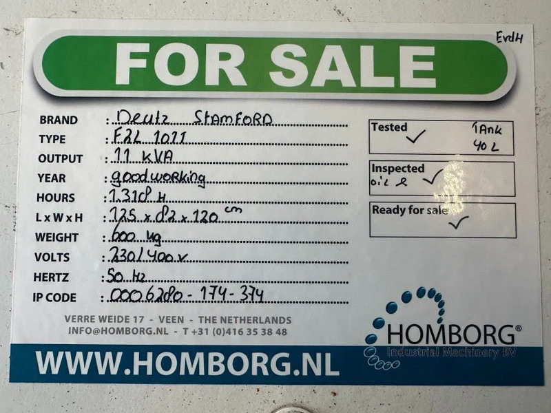 ערכת גנרטורים Deutz F2L 1011 Stamford 11 kVA generatorset: תמונה 14
