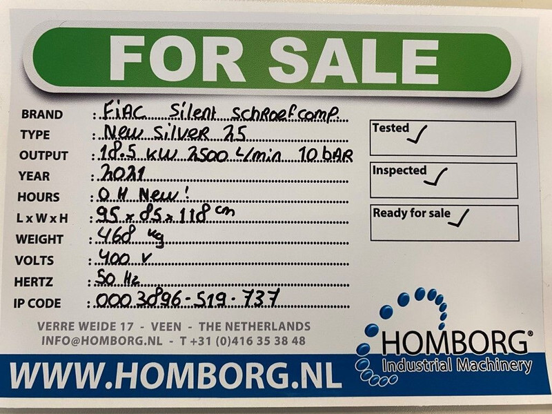 Fiac New Silver 25 Silent 18.5 kW 2500 L / min 10 Bar Elektrische Schroefcompressor - מדחס אוויר: תמונה 2 Fiac New Silver 25 Silent 18.5 kW 2500 L / min 10 Bar Elektrische Schroefcompressor - מדחס אוויר: תמונה 2