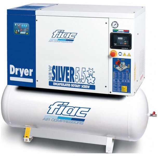Fiac New Silver D 5.5 / 200 Silent 4 kW 450 L / min 10 Bar Elektrische Schroefcompressor met ketel en droger - מדחס אוויר: תמונה 1 Fiac New Silver D 5.5 / 200 Silent 4 kW 450 L / min 10 Bar Elektrische Schroefcompressor met ketel en droger - מדחס אוויר: תמונה 1