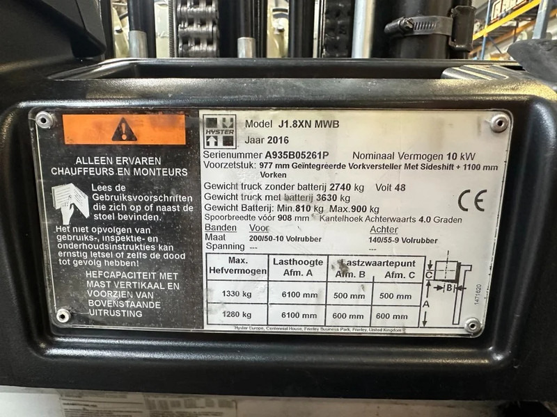 Hyster J1.8XN MWB 1.8 ton Triplex Freelift Sideshift Positioner Elektra Heftruck Accu 2023 - מלגזה חשמלית: תמונה 4 Hyster J1.8XN MWB 1.8 ton Triplex Freelift Sideshift Positioner Elektra Heftruck Accu 2023 - מלגזה חשמלית: תמונה 4