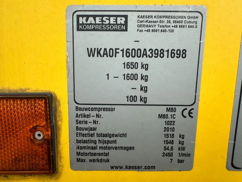 Kaeser M80 Kubota 8.1 m3 / min 7 Bar 55 kW Mobiele Silent Diesel Compressor - מדחס אוויר: תמונה 4 Kaeser M80 Kubota 8.1 m3 / min 7 Bar 55 kW Mobiele Silent Diesel Compressor - מדחס אוויר: תמונה 4