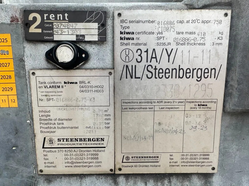 Kiwa IBC Steenbergen 750 liter Dieseltank met Handpomp Milieutank Gegalvaniseerd - מכל אחסון: תמונה 3 Kiwa IBC Steenbergen 750 liter Dieseltank met Handpomp Milieutank Gegalvaniseerd - מכל אחסון: תמונה 3