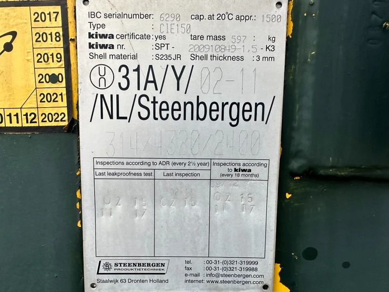 Kiwa IBC Steenbergen KIWA IBC 1500 liter dieseltank met handpomp - מכל אחסון: תמונה 3 Kiwa IBC Steenbergen KIWA IBC 1500 liter dieseltank met handpomp - מכל אחסון: תמונה 3