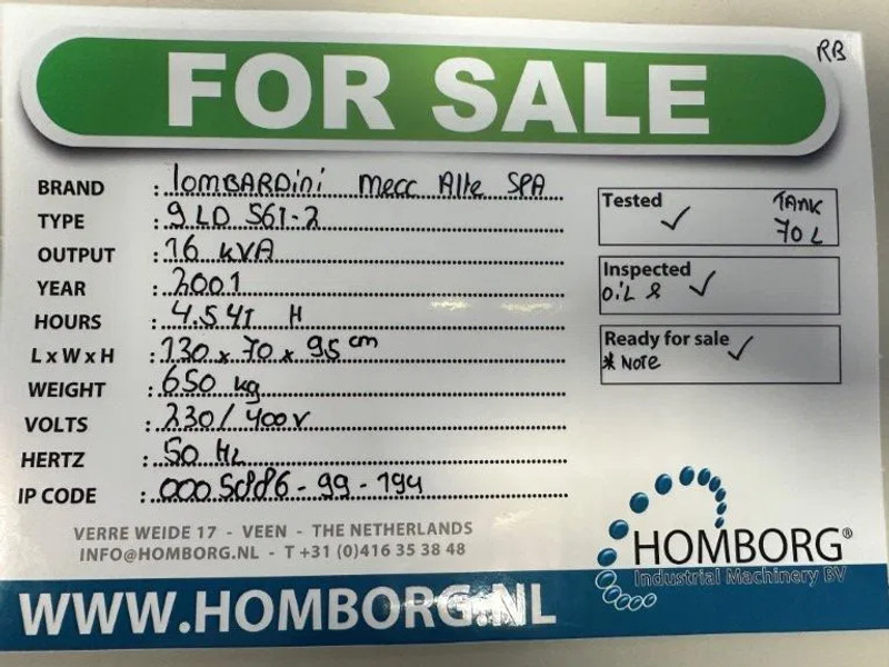 ערכת גנרטורים Lombardini 9LD 561-2 Mecc Alte Spa 16 kVA generatorset: תמונה 13