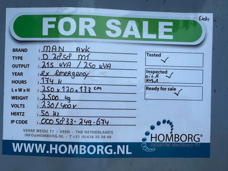 ערכת גנרטורים MAN D 2858 MT AvK 250 kVA Noodstroom generatorset ex Emergency: תמונה 16 ערכת גנרטורים MAN D 2858 MT AvK 250 kVA Noodstroom generatorset ex Emergency: תמונה 16