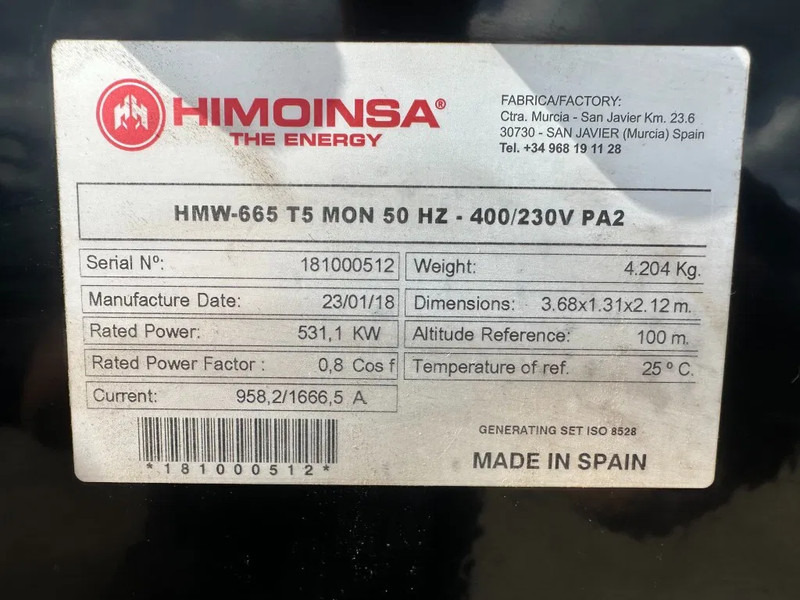 MTU 12V1600 G20F Himoinsa 700 kVA generatorset New ! Overstock ! - ערכת גנרטורים: תמונה 3 MTU 12V1600 G20F Himoinsa 700 kVA generatorset New ! Overstock ! - ערכת גנרטורים: תמונה 3