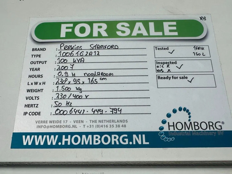 ערכת גנרטורים Perkins Stamford 100 kVA noodstroom generatorset: תמונה 18