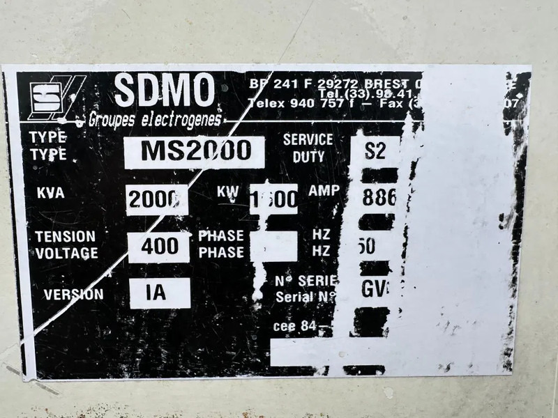 SDMO MS2000 MTU Leroy Somer 2000 kVA generatorset - ערכת גנרטורים: תמונה 5 SDMO MS2000 MTU Leroy Somer 2000 kVA generatorset - ערכת גנרטורים: תמונה 5