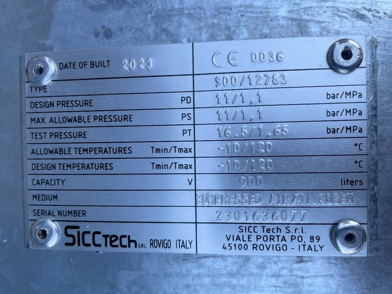 Sicctech 900 Liter Gegalvaniseerde Verticale luchtketel 11 Bar Nieuw! - מדחס אוויר: תמונה 2 Sicctech 900 Liter Gegalvaniseerde Verticale luchtketel 11 Bar Nieuw! - מדחס אוויר: תמונה 2