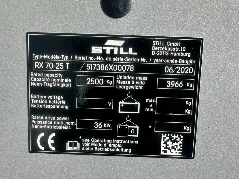 Still RX70-25 T 2.5 ton Duplex Sideshift LPG Heftruck 2020 - מלגזת LPG: תמונה 3 Still RX70-25 T 2.5 ton Duplex Sideshift LPG Heftruck 2020 - מלגזת LPG: תמונה 3