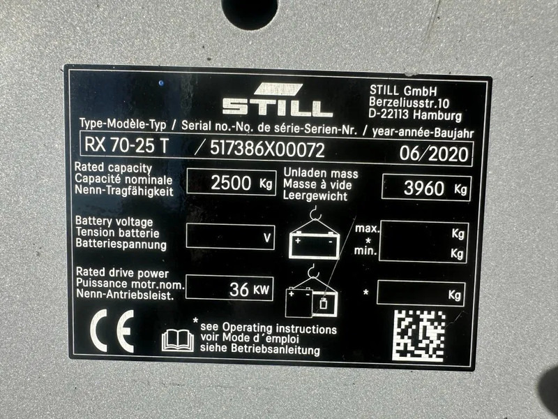 Still RX70-25 T 2.5 ton Duplex Sideshift LPG Heftruck 2020 - מלגזת LPG: תמונה 3 Still RX70-25 T 2.5 ton Duplex Sideshift LPG Heftruck 2020 - מלגזת LPG: תמונה 3