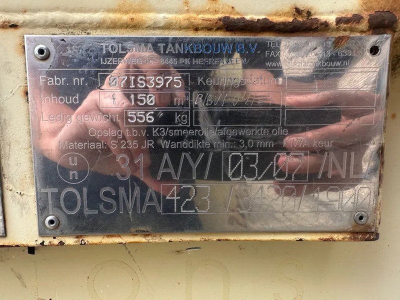 Tolsma Kiwa IBC 1150 liter Dieseltank Milieutank - מכולת משלוח: תמונה 3 Tolsma Kiwa IBC 1150 liter Dieseltank Milieutank - מכולת משלוח: תמונה 3